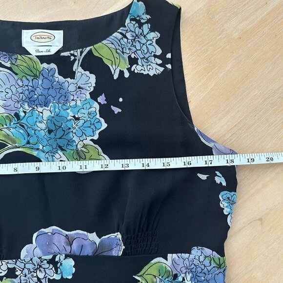 Talbots Vintage Dress Black Fairy Romantic Floral 100% Silk MIDI Sleeveless Sz 6 - Picture 10 of 13